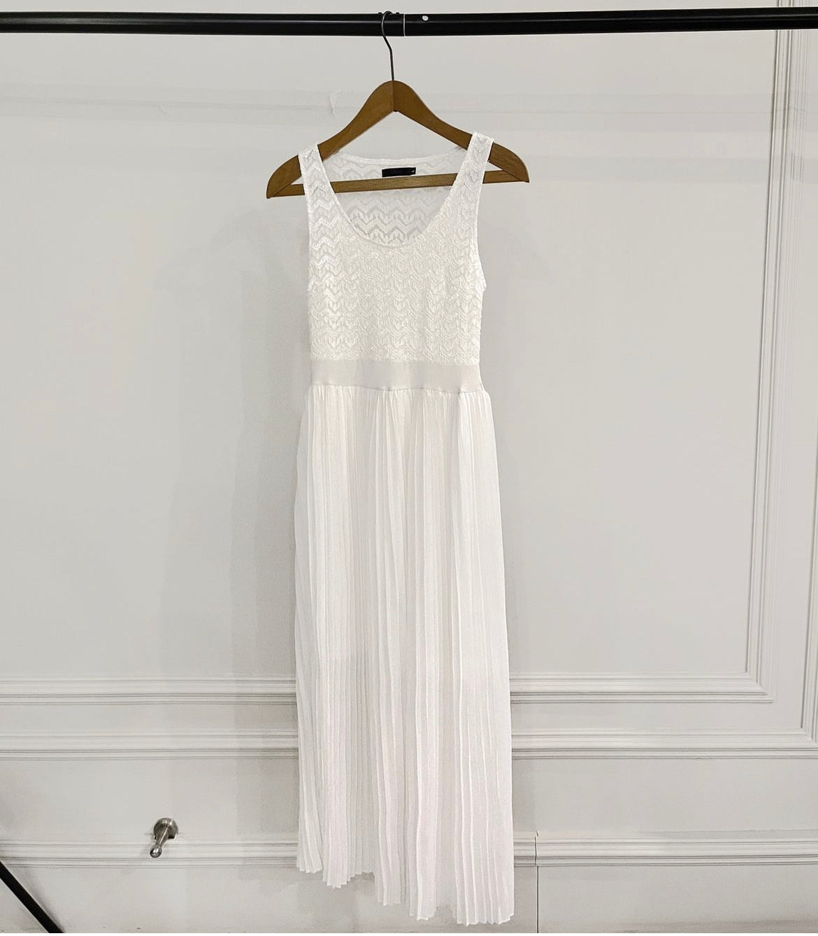 White pleated dress