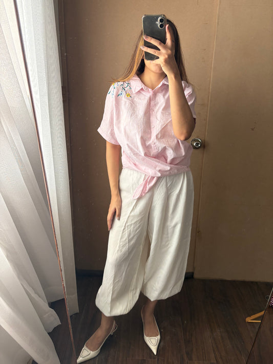 Pink embroidered